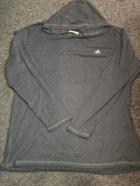 adidas Dark Gray Hooded Long Sleeve Top